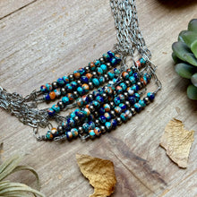 Load image into Gallery viewer, Sterling Silver Pearl &amp; Lapis Turquoise Mix Paperclip Chain Necklace