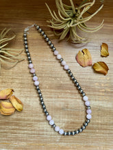 Load image into Gallery viewer, Faceted Kunzite &amp; Sterling Silver Necklace – 8 mm Pearls – 20 Inch