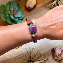 Load image into Gallery viewer, MJ Purple &amp; Red Spiny Oyster Sterling Silver Cuff