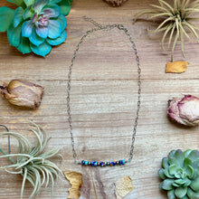 Load image into Gallery viewer, Sterling Silver Pearl &amp; Lapis Turquoise Mix Paperclip Chain Necklace