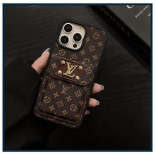 Load image into Gallery viewer, Premium Card Wallet Phone Case with Gold Hardware – Designer Inspired