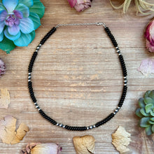 Load image into Gallery viewer, Black Onyx &amp; Sterling Pearl Necklace 16.5”