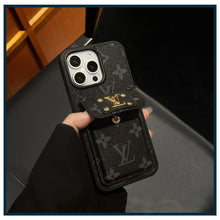 Load image into Gallery viewer, Premium Card Wallet Phone Case with Gold Hardware – Designer Inspired