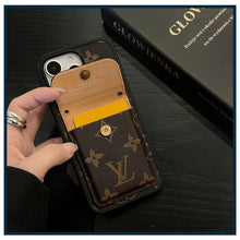 Load image into Gallery viewer, Premium Card Wallet Phone Case with Gold Hardware – Designer Inspired