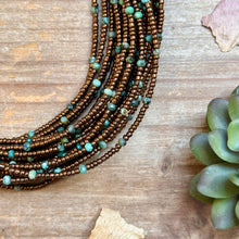Load image into Gallery viewer, Turquoise &amp; Copper Glass Bead Choker 14”