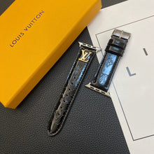 Load image into Gallery viewer, GLOSSY LEATHER APPLE WATCH STRAP LUXURY METAL LOGO