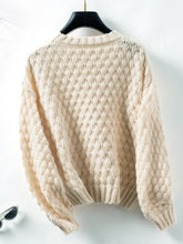 Load image into Gallery viewer, Cable-Knit Round Neck Long Sleeve Sweater