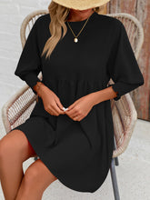 Load image into Gallery viewer, Round Neck Lantern Sleeve Mini Dress