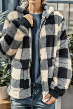 Load image into Gallery viewer, Double Take Full Size Plaid Long Sleeve Hooded Coat