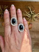 Load image into Gallery viewer, Black Onyx Oval Ring – Sterling Silver – Sizes 7.5 &amp; 8