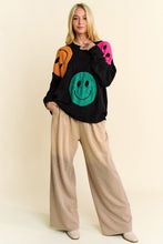 Load image into Gallery viewer, Davi &amp; Dani Contrast Smile Round Neck Oversize Sweater