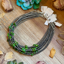 Load image into Gallery viewer, Green Nugget Turquoise &amp; Sterling Silver Pearl Necklace