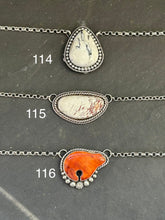 Load image into Gallery viewer, 116 - Sterling Silver Orange Spiny Oyster Bear Fixed Chain Necklace by Jason Ogg