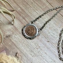 Load image into Gallery viewer, 91 - Sterling Silver Indian Head Penny Hand-Filed Frame Fixed Chain Necklace by Jason Ogg