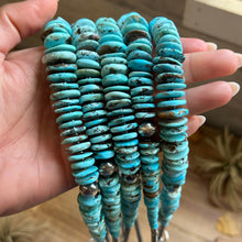 Load image into Gallery viewer, 23” Ice Blue Turquoise Graduated Necklace – Sterling Silver &amp; Hematite