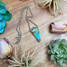 Load image into Gallery viewer, 106 - Sterling Silver Kingman Turquoise Lightning Bolt Fixed Chain Necklace by Jason Ogg