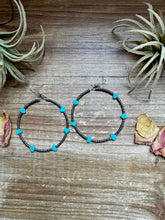 Load image into Gallery viewer, Turquoise Verasite heart hoops