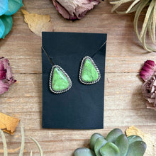 Load image into Gallery viewer, Sterling Silver High Grade Carico Lake Turquoise Stud Earrings – Handmade by Artist Jason Ogg