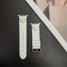 Load image into Gallery viewer, Double Triangle Monogram Label Leather Apple Watch Band