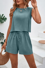 Load image into Gallery viewer, Round Neck Top and Drawstring Shorts Set