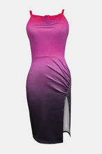 Load image into Gallery viewer, Slit Ruched Gradient Cami Dress