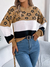 Load image into Gallery viewer, Star Contrast Round Neck Sweater