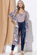 Load image into Gallery viewer, And The Why Printed Kimono Open Front Longline Cardigan