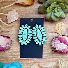 Load image into Gallery viewer, Mint Concho Large Clay Stud Earrings