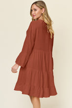 Load image into Gallery viewer, Double Take Full Size Texture Button Up Ruffle Hem Dress