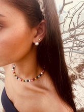 Load image into Gallery viewer, Raw Baltic Amber and Pearl Necklace + Sweet Pink Gemstones