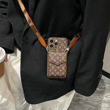 Load image into Gallery viewer, Stylish LV Print Multifunctional iPhone Crossbody Case - with Chain Strap, Stand &amp; Card Slots