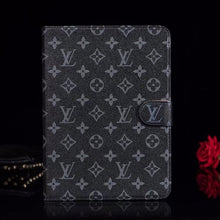 Load image into Gallery viewer, Luxury Canvas Monogram Leather Fresh Summer Theme Pattern Apple iPad case Black