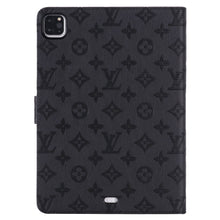 Load image into Gallery viewer, 3D Embossed Canvas Monogram Holster Apple iPad Flip Cover With Stand Function
