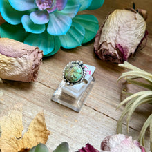 Load image into Gallery viewer, 127 - Sterling Silver Firebird Turquoise Medicine Man Eye Stamped Stacking Ring by Jason Ogg