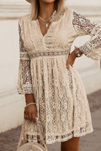 Load image into Gallery viewer, Lace V-Neck Three-Quarter Sleeve Dress