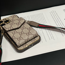 Load image into Gallery viewer, Stylish LV Print Multifunctional iPhone Crossbody Case - with Chain Strap, Stand &amp; Card Slots