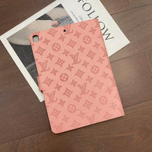 Load image into Gallery viewer, 3D Embossed Canvas Monogram Holster Apple iPad Flip Cover With Stand Function