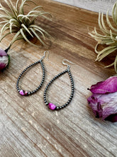 Load image into Gallery viewer, Dyed Pink Turquoise &amp; Sterling Silver Pearl Teardrop Earrings – 3"