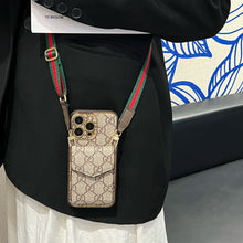 Load image into Gallery viewer, Stylish LV Print Multifunctional iPhone Crossbody Case - with Chain Strap, Stand &amp; Card Slots
