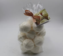 Load image into Gallery viewer, 14 bath bombs in Orange Dreamsicle fragrance, gift bag bath fizzies, great for dry skin, shea, cocoa, 7 ultra rich oils