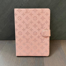 Load image into Gallery viewer, 3D Embossed Canvas Monogram Holster Apple iPad Flip Cover With Stand Function