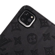 Load image into Gallery viewer, 3D Embossed Canvas Monogram Holster Apple iPad Flip Cover With Stand Function