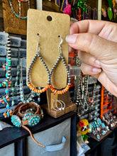 Load image into Gallery viewer, Teardrop Earrings – Sterling Silver Pearl &amp; Orange Spiny Oyster