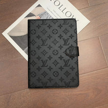 Load image into Gallery viewer, 3D Embossed Canvas Monogram Holster Apple iPad Flip Cover With Stand Function