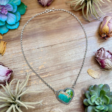 Load image into Gallery viewer, 101 - Sterling Silver Kingman Turquoise Heart Bar Necklace by Jason Ogg