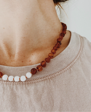 Load image into Gallery viewer, Raw Cognac Baltic Amber + Moonstone || Necklace