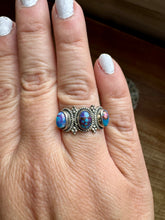 Load image into Gallery viewer, Band Ring - Size 8 12 - Purple Dahlia &amp; sterling silver