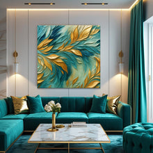 Load image into Gallery viewer, Abstract Gold And Blue Frosty Wall Art