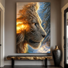 Load image into Gallery viewer, Lion Winter Summer Surrealism Wall Art