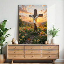 Load image into Gallery viewer, Cross and Flowers Faith Wall Art